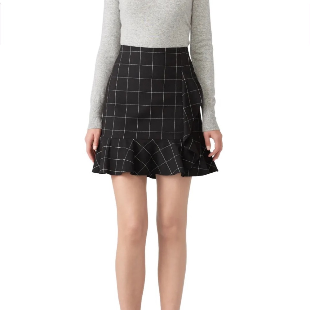 Drew Black Checkered Ruffle Skirt